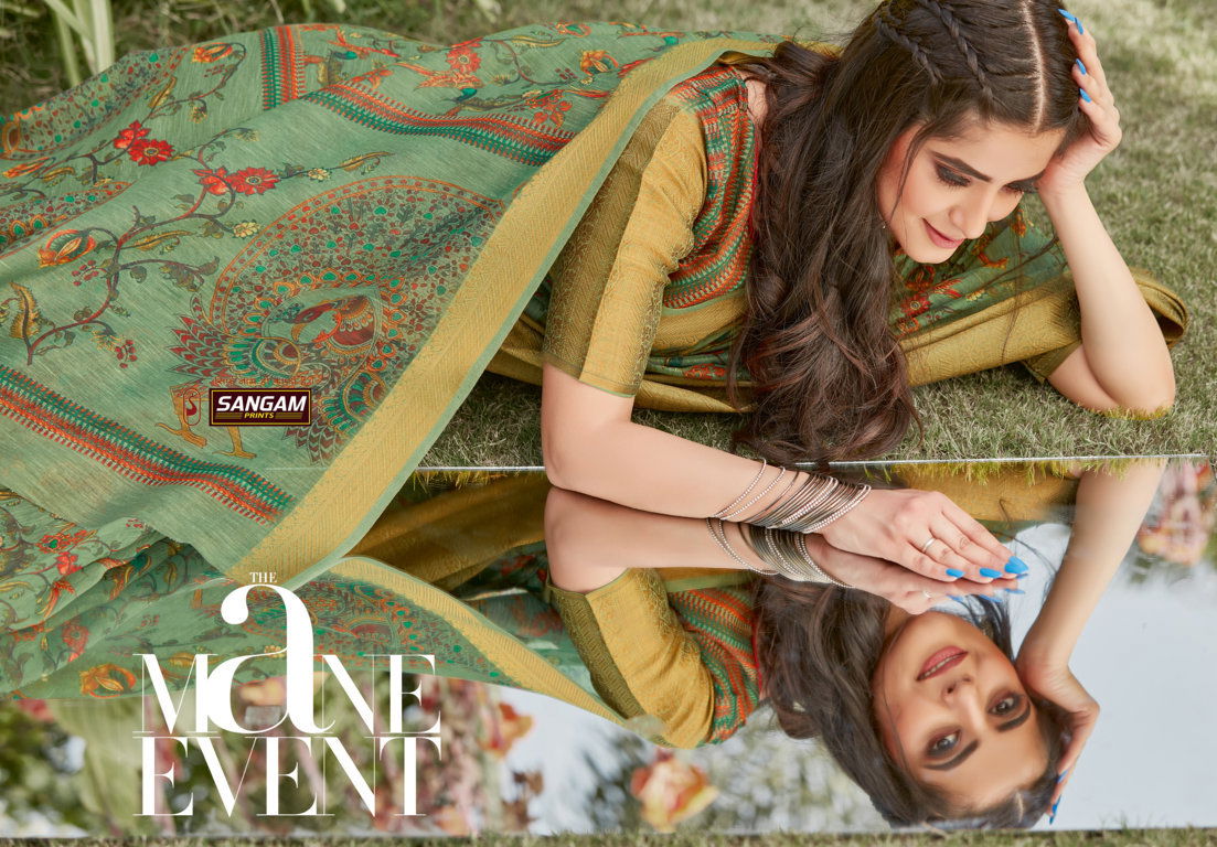 Sangam Ayana  Latest Fancy Designer Festive Wear Linen Silk Digital Printed Sarees Collection